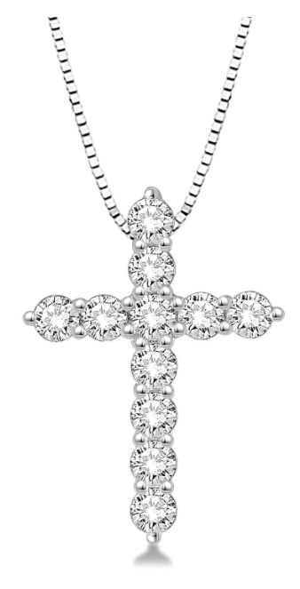 14kt White Gold Cross Diamond Pendant