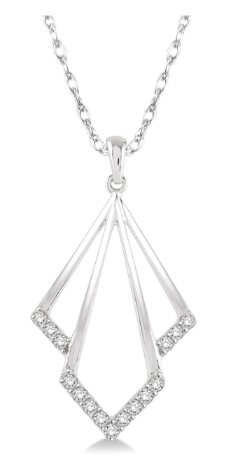 14kt White Gold Geometric Diamond Fashion Pendant