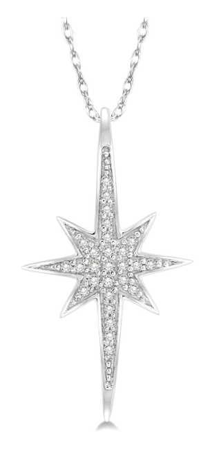 10kt White Gold Star Charm Diamond Pendant