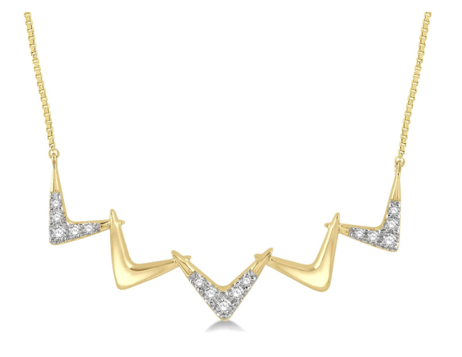 10kt Yellow Gold Zig-Zag Diamond Pendant