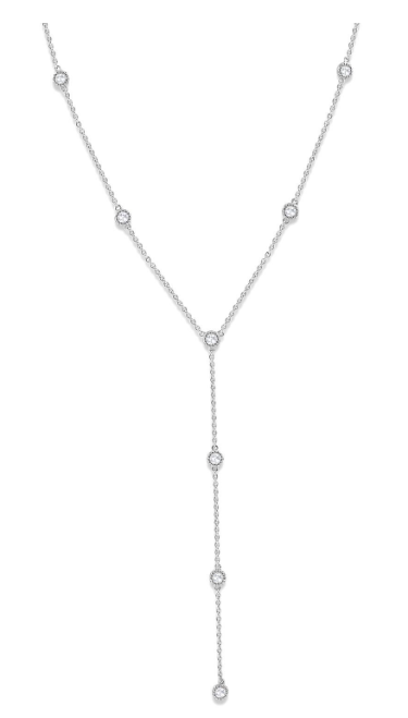 14kt White Gold Diamond Station Y-Necklace