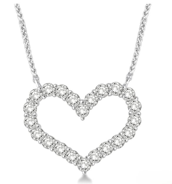 14kt White Gold Heart Shape Diamond Pendant