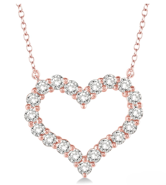 14kt Rose Gold Heart Shape Diamond Pendant