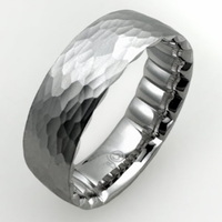 M-Fit 14Kt White Gold 7mm Band with Frosted Hammered Finish