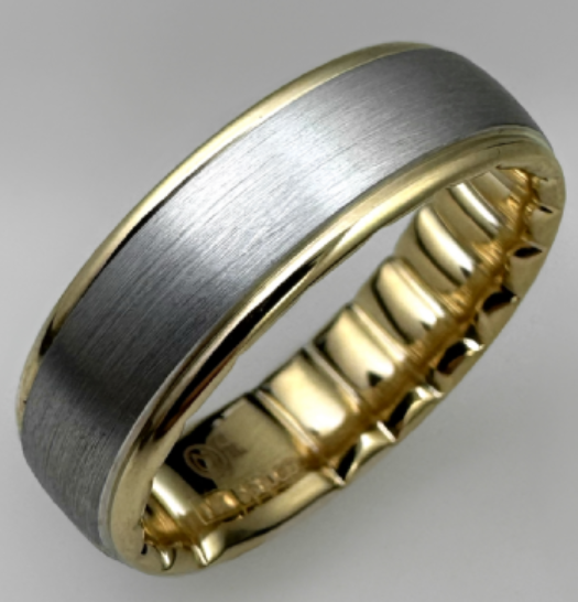 M-Fit 14kt White and Yellow Gold 7mm Wide Band