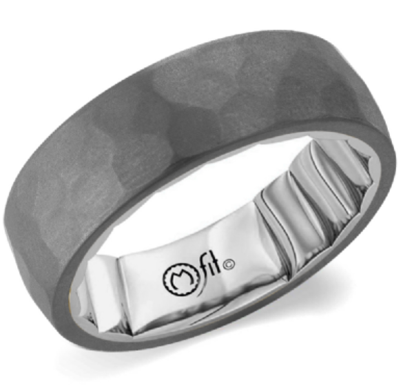 M-Fit 14Kt White Gold And Tantalum 7mm Band