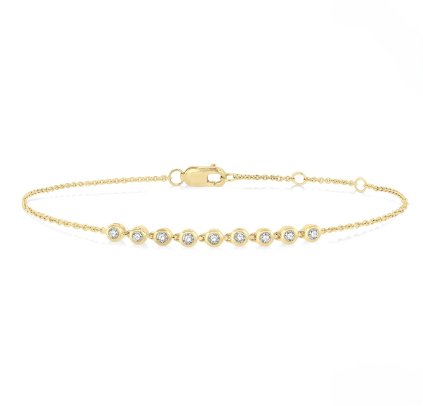 Lasker Petites 10kt Yellow Gold Bracelet with Bezel Set Natural Diamonds