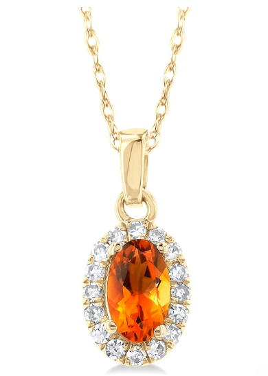 10Kt Yellow Gold Pendant with a Citrine and a Natural Diamond Halo