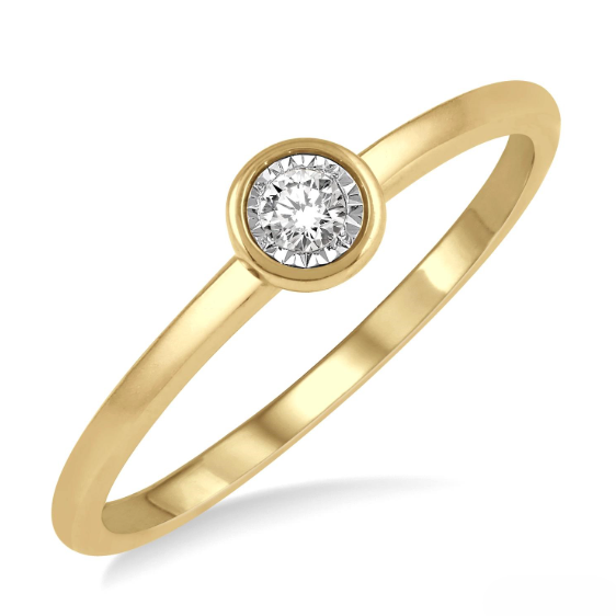 10Kt Yellow Gold Bezel Set Round Diamond Promise Ring