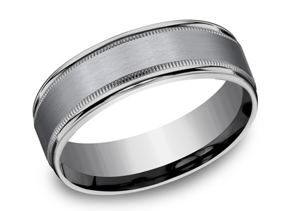 Tantalum Grey Band with Satin Finish and Milgrain