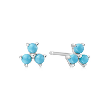 Ania Haie Sterling Silver Lab Created Turquoise Lotus Stud Earrings