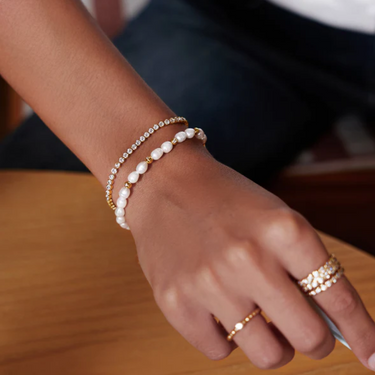 Ania Haie Bezel Set Bracelet in 14Kt Yellow Gold Overlay with 1.5mm Cubic Zirconia (6.5 with Extender)