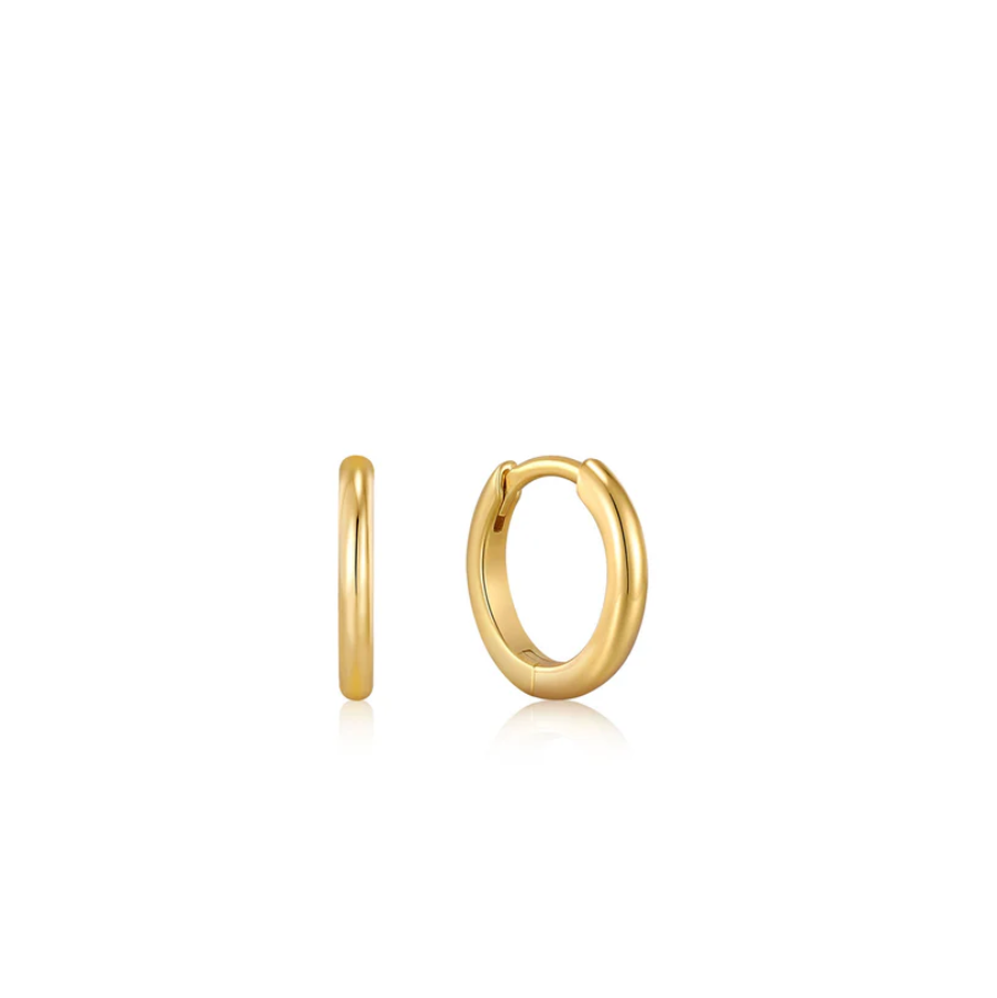 Ania Haie 14Kt Gold Overlay Smooth 10mm Mini Huggie Hoop Earrings
