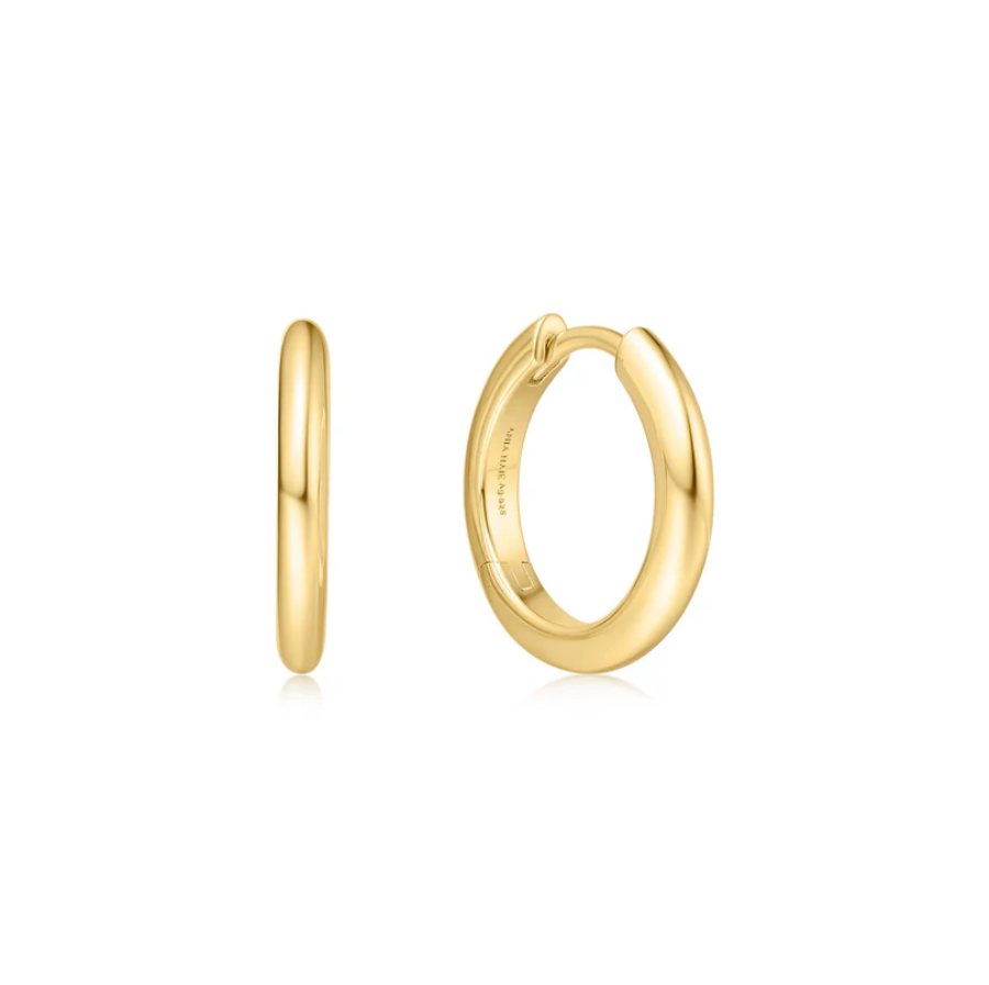 Ania Haie 14Kt Gold Overlay Tube Small 12mm Huggie Hoop Earrings