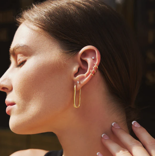 Ania Haie 14Kt Gold Overlay Tube Small 12mm Huggie Hoop Earrings
