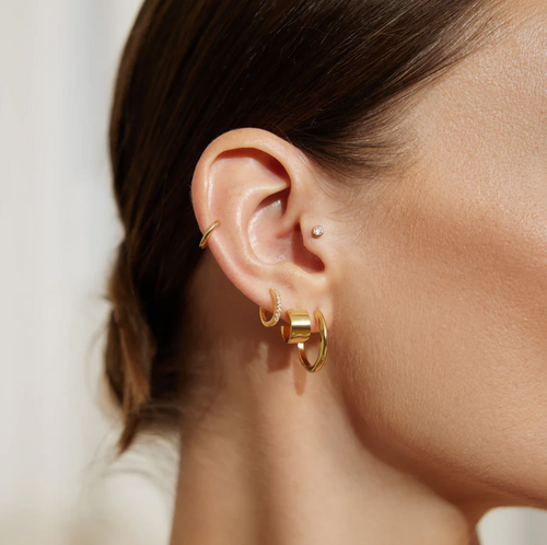 Ania Haie 14Kt Gold Overlay Tube Medium 16mm Hoop Earrings