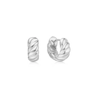 Ania Haie Sterling Silver Bold Texture Small 6.5mm Huggie Hoop Earrings
