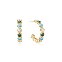 Ania Haie 14kt Gold Overlay Lab-Created Malachite & Turquoise Large Hoops