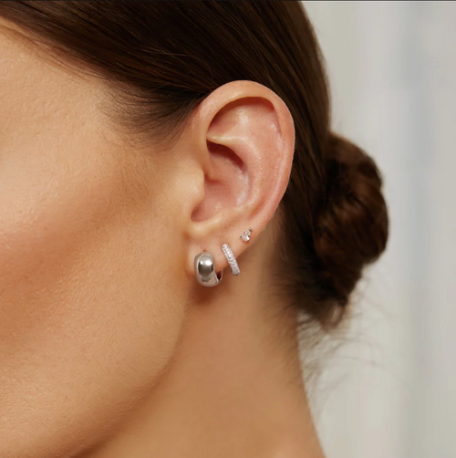 Ania Haie Sterling Silver Chubby Small Huggie Hoop Earrings