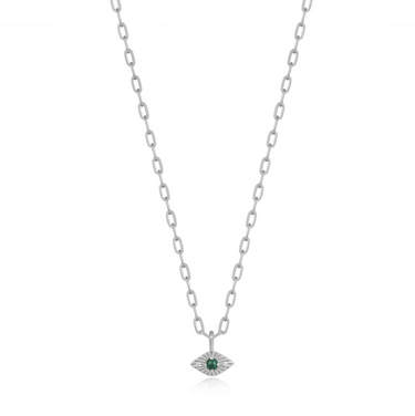 Ania Haie Sterling Silver Malachite Evil Eye Necklace