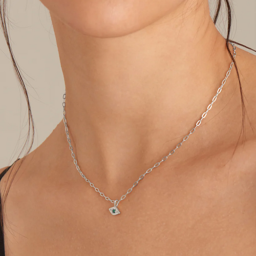 Ania Haie Sterling Silver Malachite Evil Eye Necklace