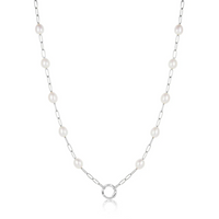 Ania Haie Sterling Silver Pearl Chain Charm Connector Necklace