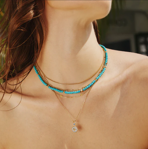 Ania Haie 14Kt Gold Overlay Lab-Created Turquoise Necklace