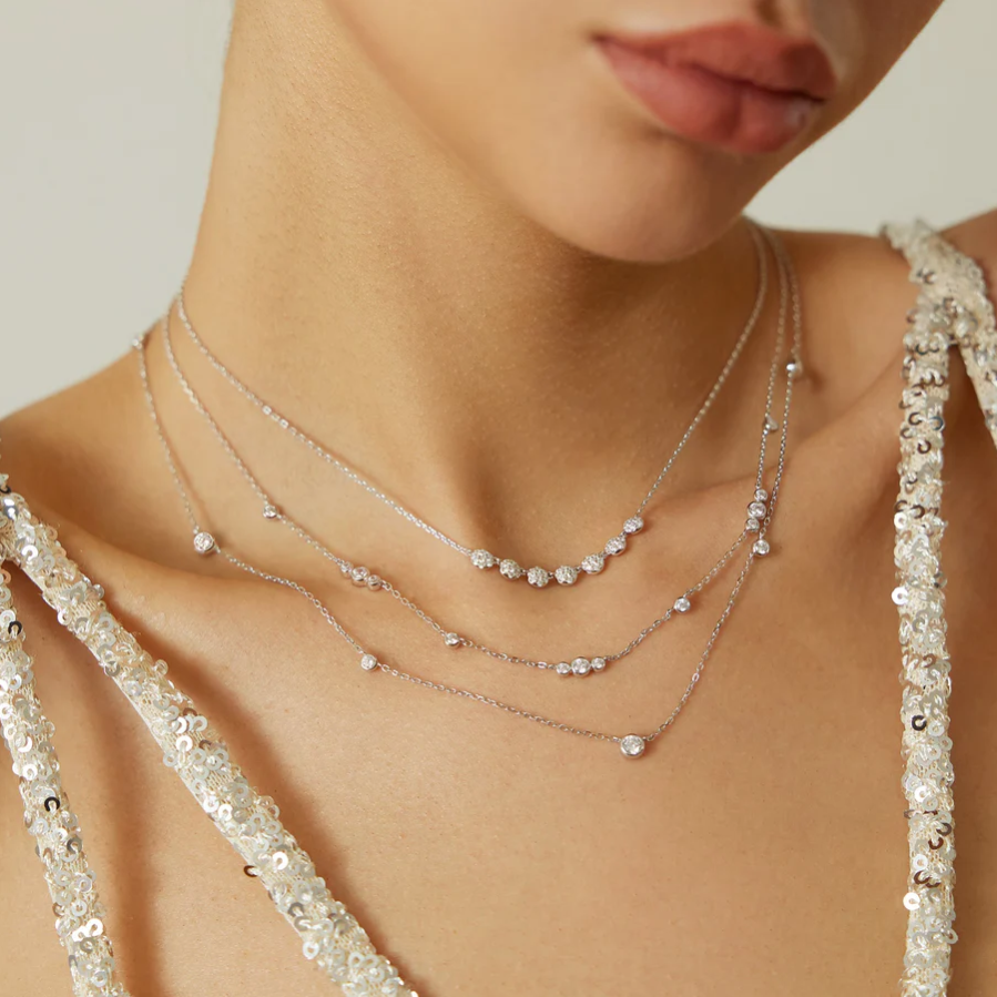 Ania Haie Silver Bezel Cubic Zirconia Station Necklace