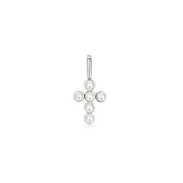 Ania Haie Sterling Silver Shell Pearl Cross Charm