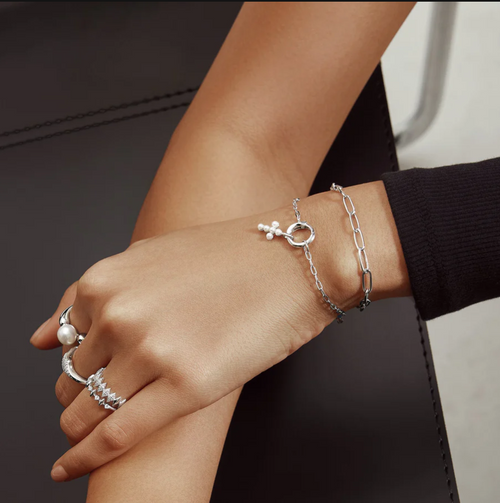Ania Haie Sterling Silver Shell Pearl Cross Charm