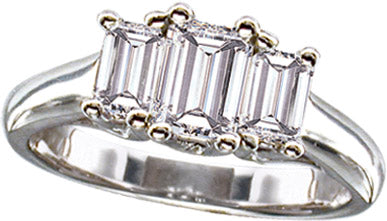 14Kt White Gold  3-Stone Past, Present, and Future Ring With 1.91cttw Emerald-Cut Natural Diamonds