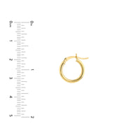10Kt Yellow Gold 2x15mm Round Hoop Earrings