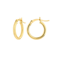 10Kt Yellow Gold 2x15mm Round Hoop Earrings