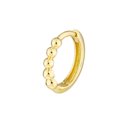 14Kt Yellow Gold 12mm Mini Beaded Huggie Earrings