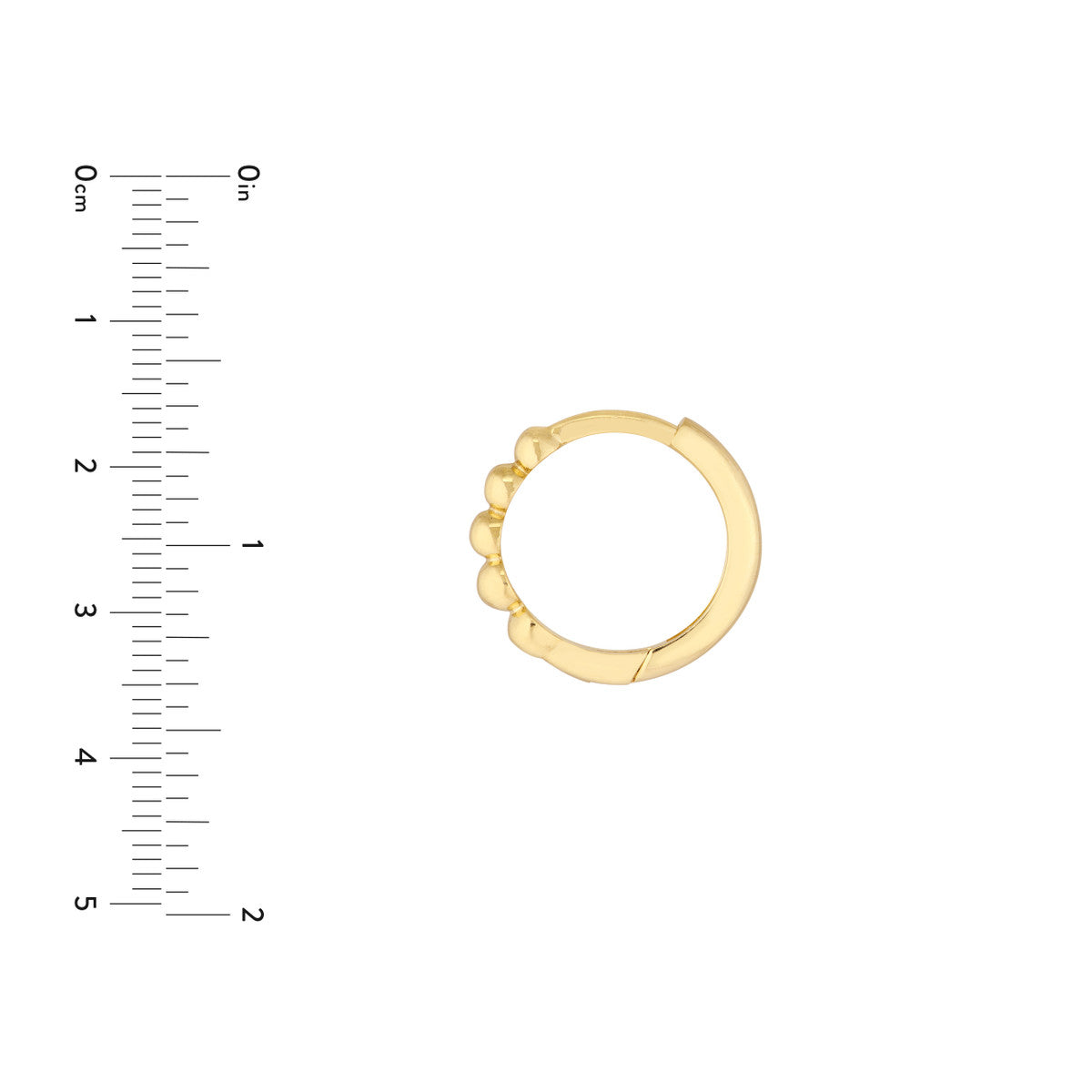 14Kt Yellow Gold 12mm Mini Beaded Huggie Earrings