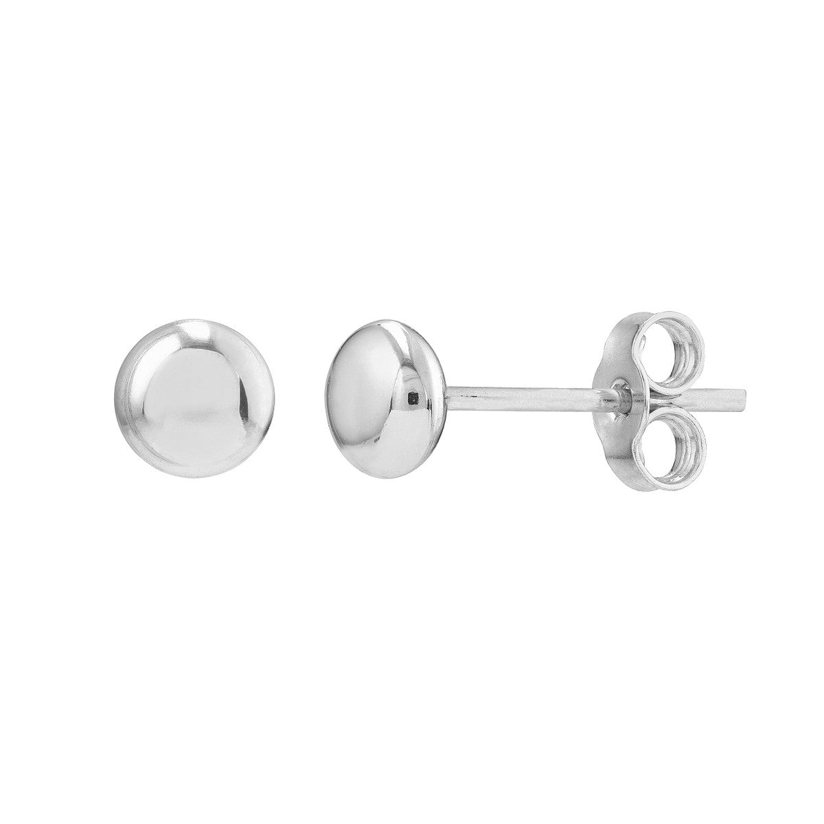 14Kt White Gold Flat Round Pebble Stud Earrings