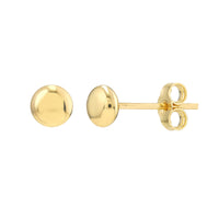 14Kt Yellow Gold Flat Round Pebble Stud Earrings
