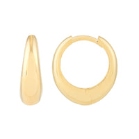 14KT Yellow Gold Oval Huggie Hoop Earrings