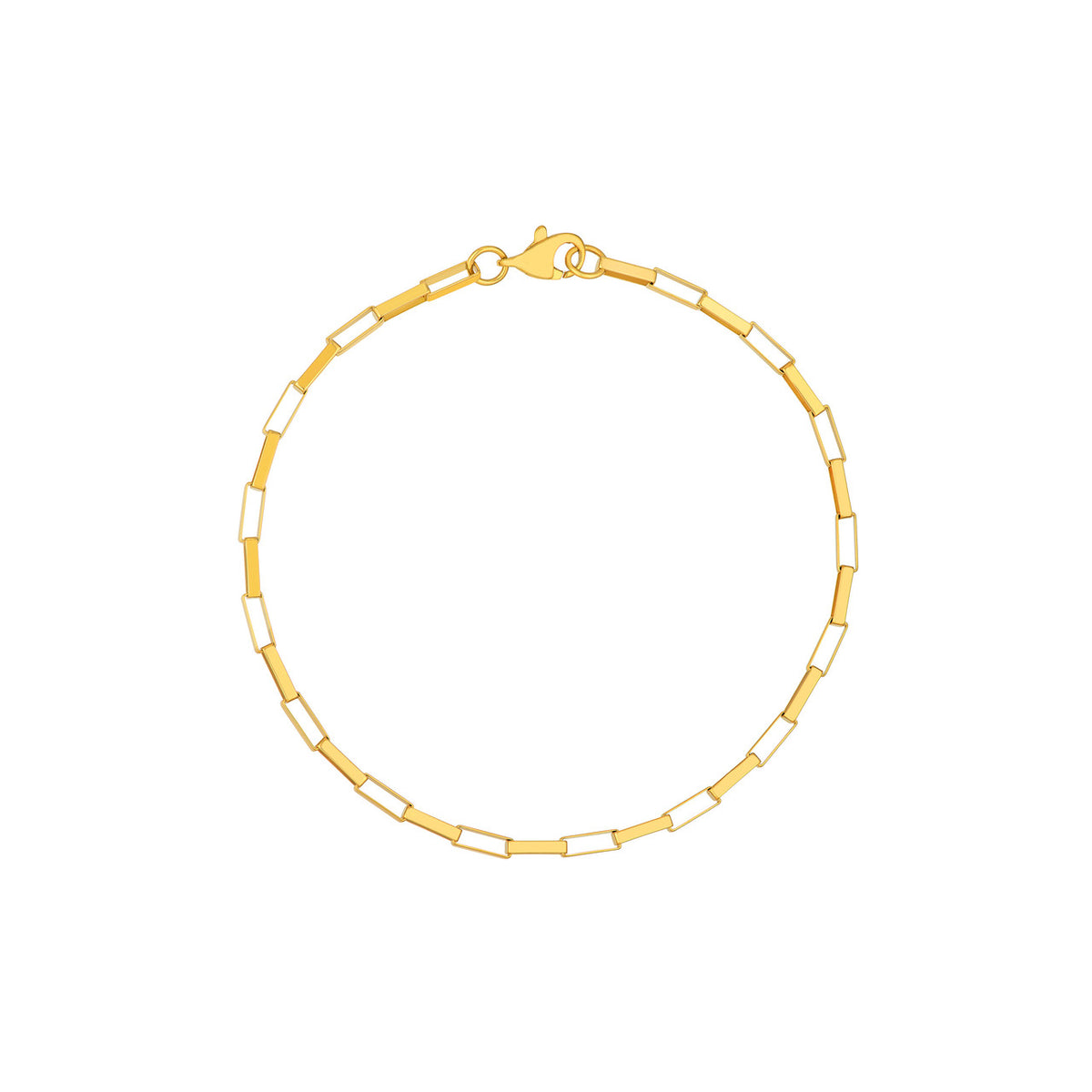 14Kt Yellow Gold Fancy Long Link Box Chain Bracelet
