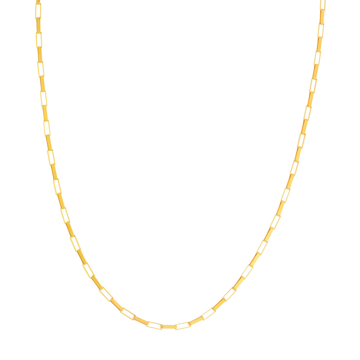 14Kt Yellow Gold 18" Fancy Long Link Box Chain Necklace