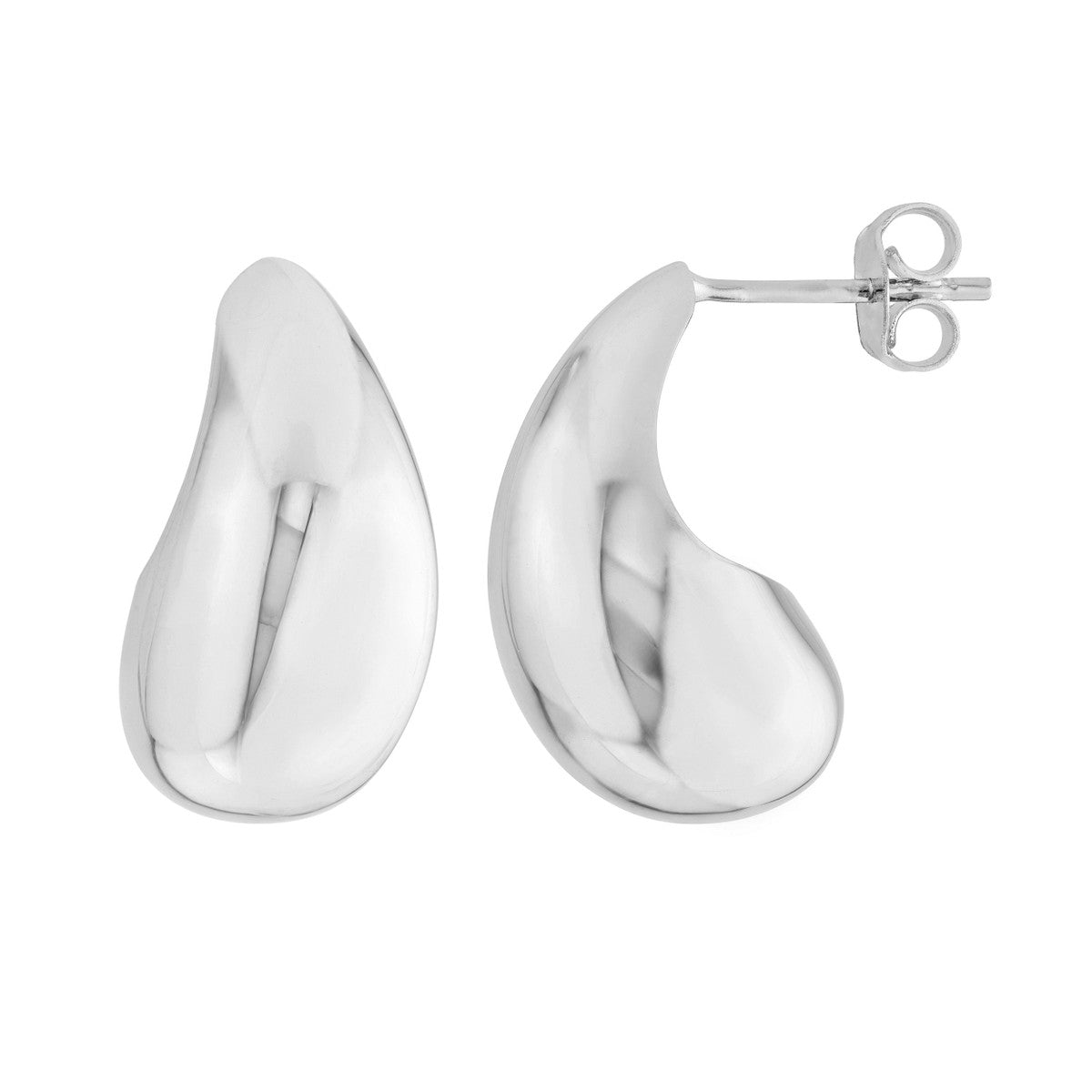 Sterling Silver Large Puffed Teardrop Earrings