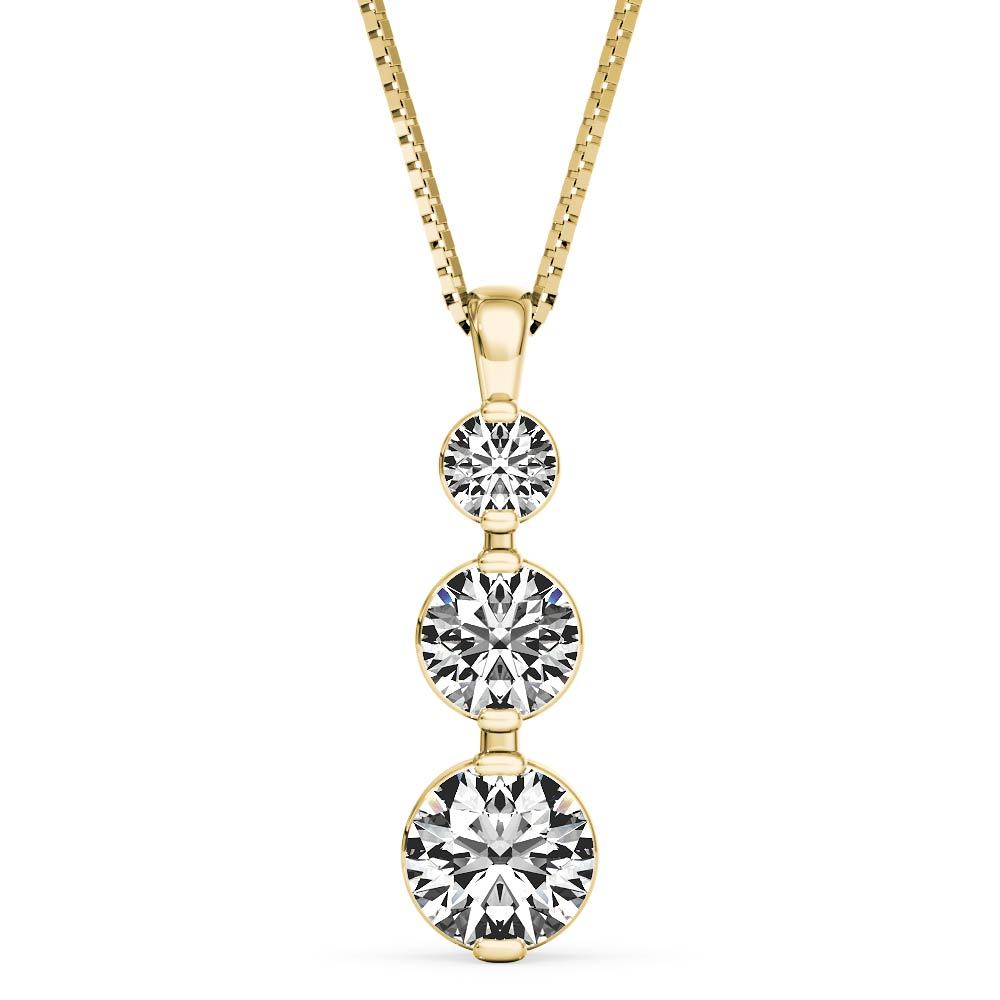 Past, Present, Future 3-Stone Pendant in 14Kt Yellow Gold with 3.25cttw Round Natural Diamonds (I Color - SI2 Clarity) on 18" Box Chain