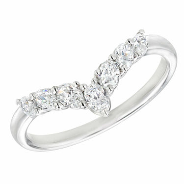 18Kt White Gold Chevron Oval 0.49cttw Diamond Anniversary Band