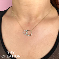 Shy Creation 14Kt Yellow Gold Interlocking & Flush Diamond Pendant