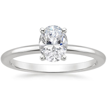 14Kt White Gold 1.5mm Petite Solitaire Ring With 2.06ct Oval Natural Diamond
