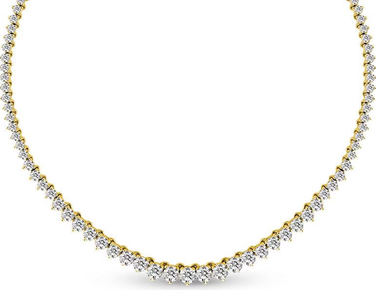 14Kt Yellow Gold 18" Graduated Riviera Necklace