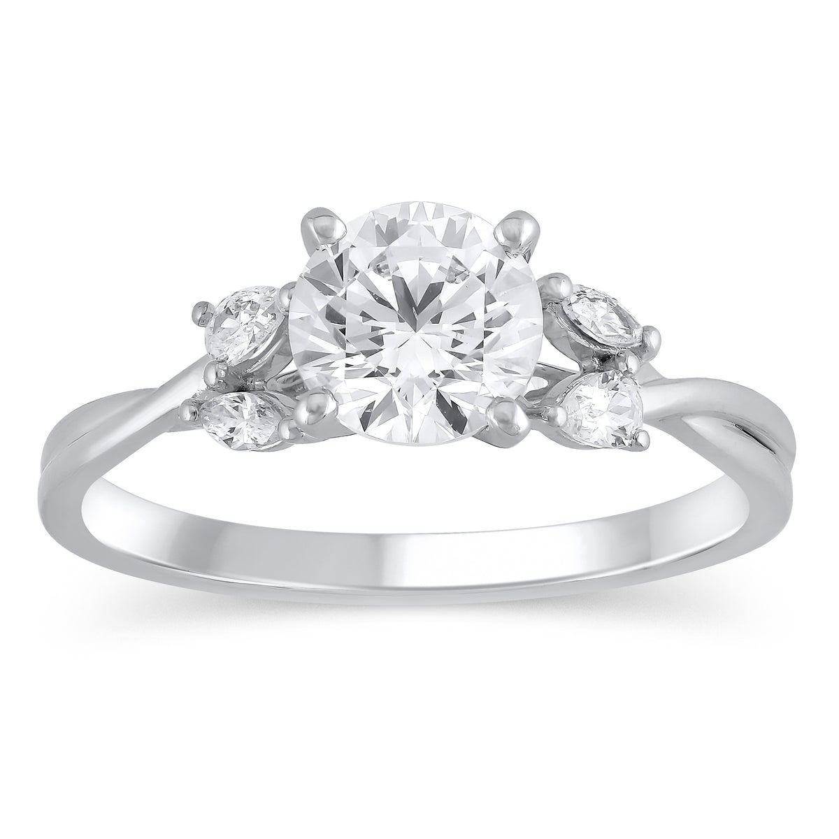 14Kt White Gold Willowing Vine Ring Mounting With .20cttw Natural Diamonds