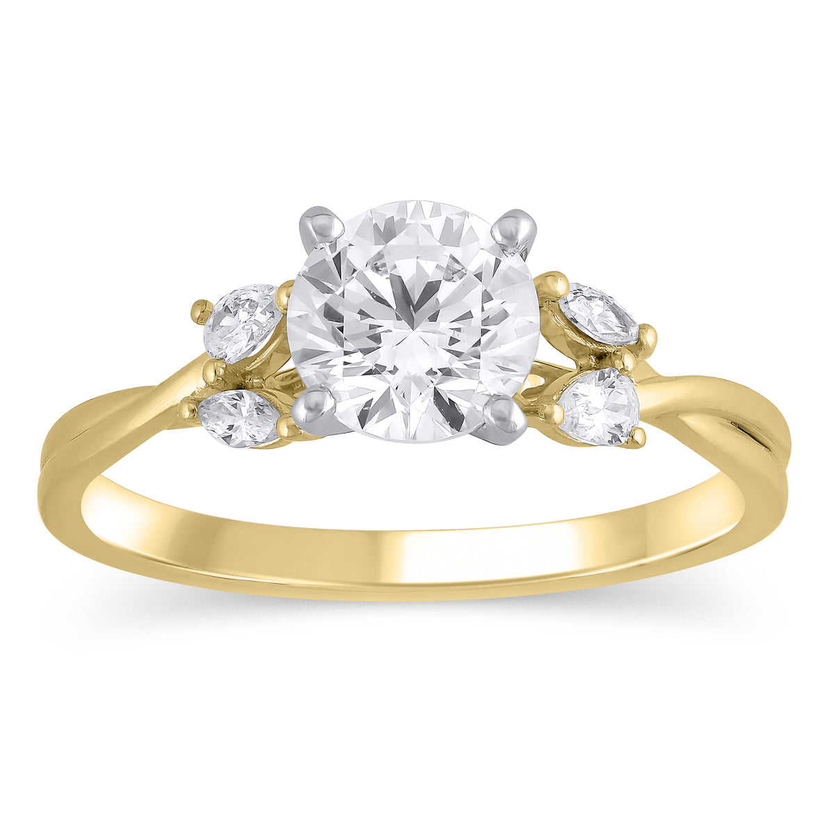 14Kt Yellow Gold Willowing Vine Ring Mounting With .20cttw Natural Diamonds