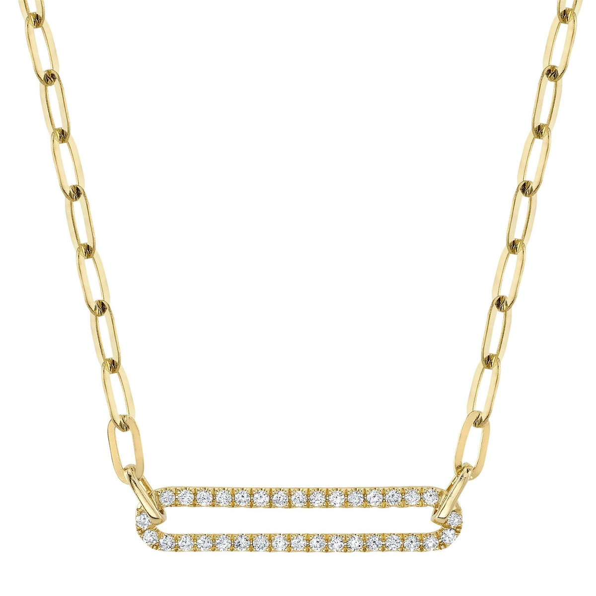 Shy Creation Gold Paperclip Link Diamond Necklace