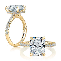 A. Jaffe Hidden Halo & Pave Radiant Center Engagement Ring in 14K Yellow Gold